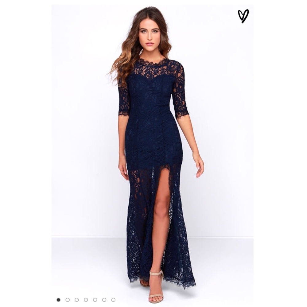 Lulus Only One Navy Blue Lace Maxi Dress